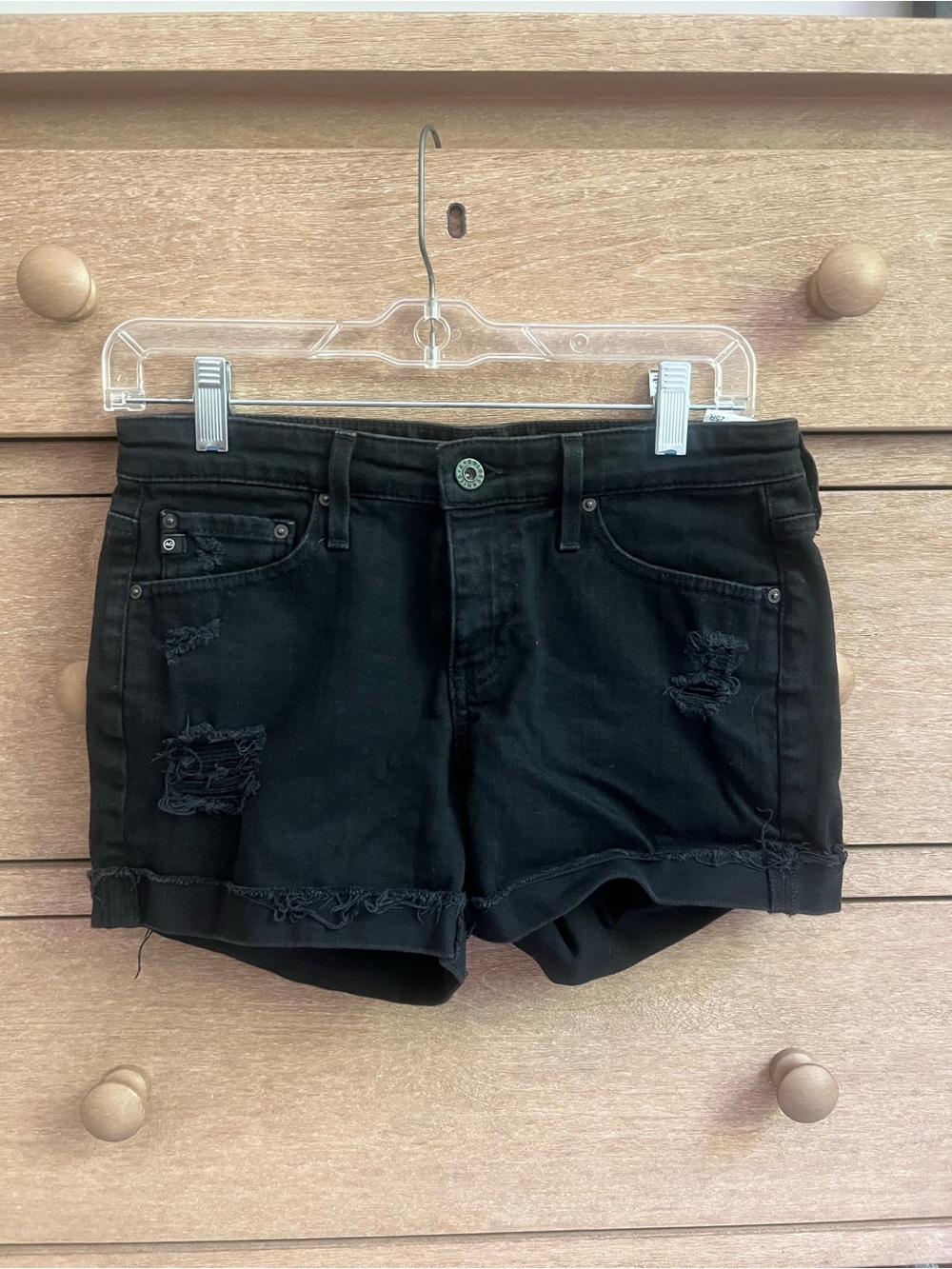 AG Adriano Goldschmied Black Hailer Ex Boyfriend Rolled Cuff Denim Shorts. 27 - Picture 5 of 7